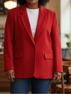 Alia Vibrant Red Vintage Women's Wool Blend Classic Blazer Sz XL